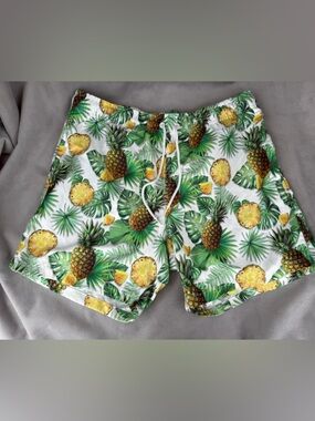 Ring of Fire Pineapple Burst Swim Shorts Men's Large Tropical Palm